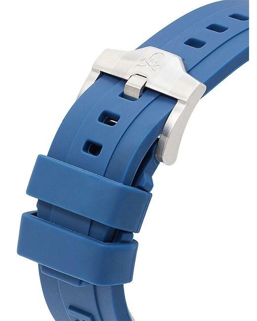 Philipp Plein Blue 44mm Stainless Steel & Silicone Strap Watch for men