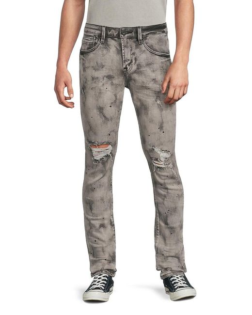 Cult Of Individuality Men's Black Punk Distressed Super Skinny Jeans