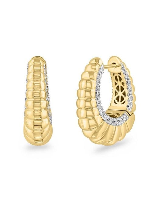 Effy Metallic 14K & & 0.75 Tcw Diamond Huggie Earrings