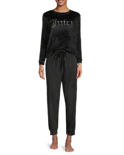 Juicy Couture Black 2-piece Logo Top & Pants Pajama Set