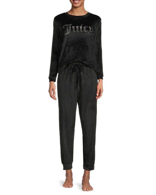Juicy Couture 2-piece Logo Top & Pants Pajama Set in Black