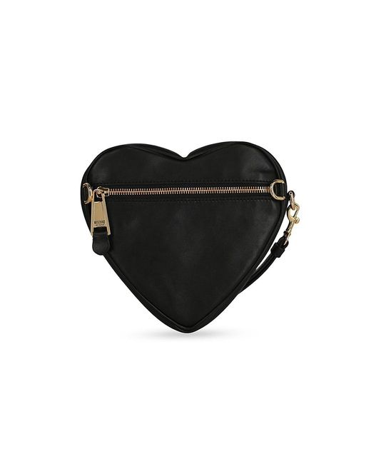 Moschino Black Logo Heart Leather Wristlet Pouch