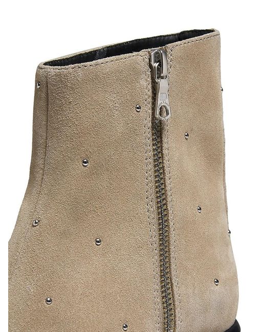Rag & Bone Natural Joni Studded Suede Zip Boots