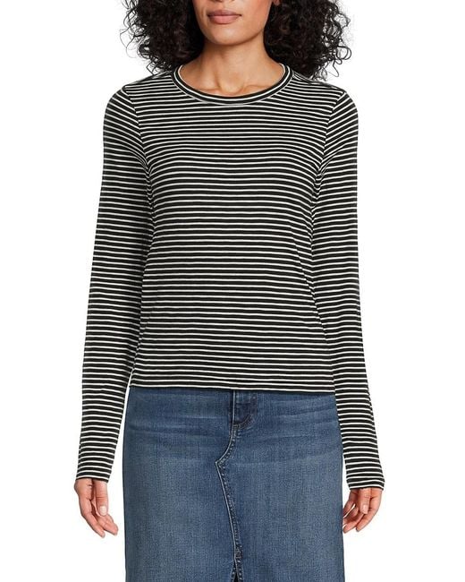 Rag & Bone Black Slub Long-Sleeve Crewneck T-Shirt