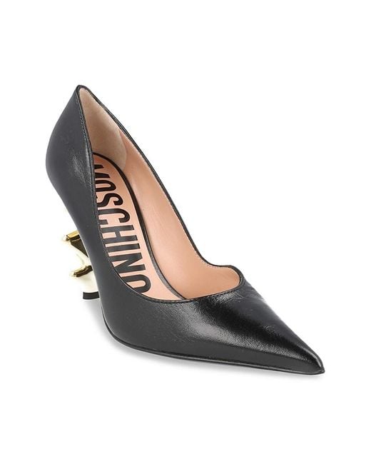 Love Moschino Black 95Mm Metal Sculpted Heel Leather Pumps
