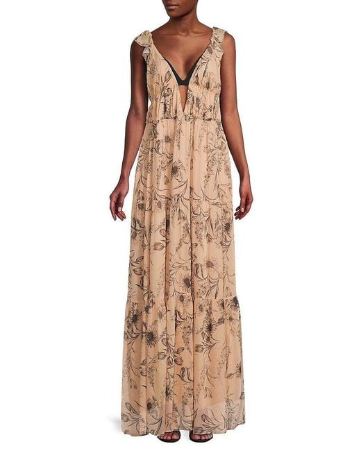 Peach floral deals maxi dress