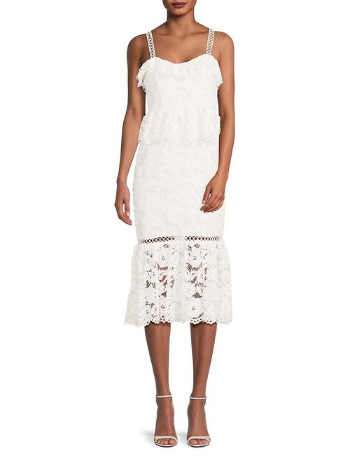 Likely White Leigh Peplum Lace Midi Dress