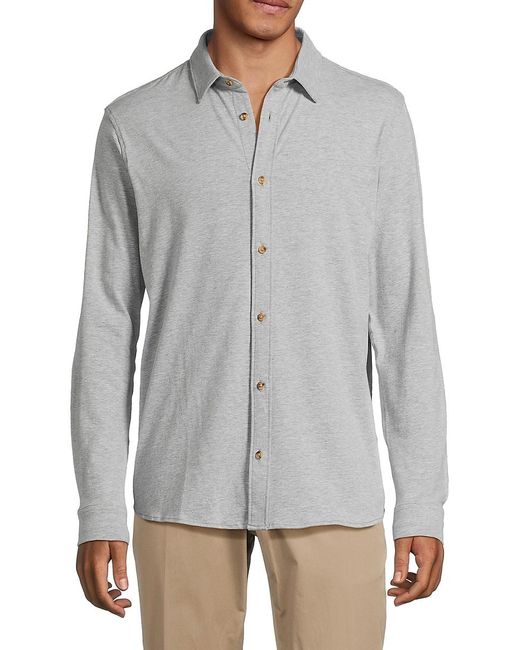 Slate & Stone Gray Knit Button Down Shirt for men