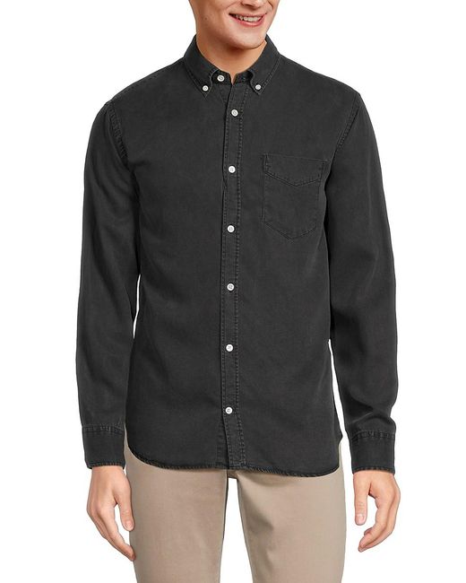 NN07 Black Dyed Button Down Collar Shirt for men