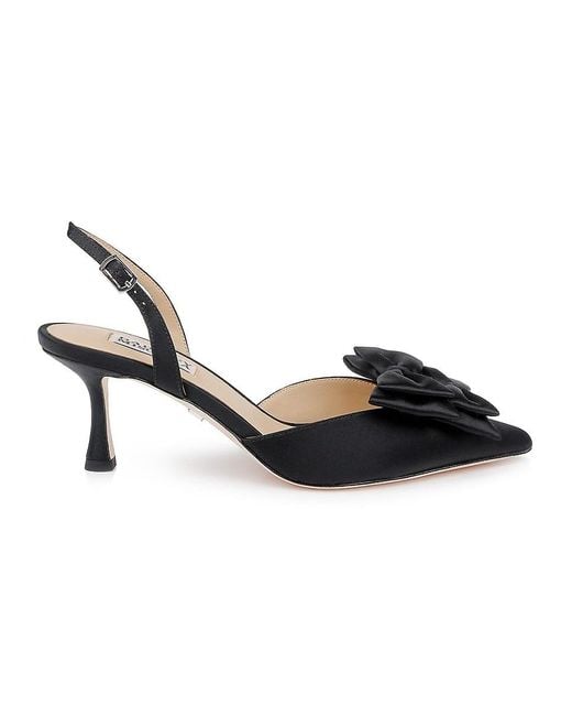 Badgley Mischka Black Giovanna 65Mm Double-Bow Satin Slingback Pumps