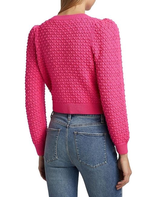 Alice + Olivia Red Kitty Popcorn Cardigan
