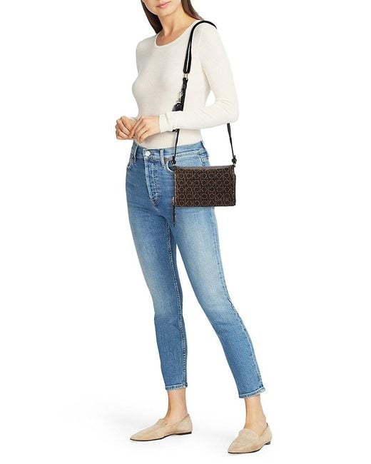 Calvin Klein Black Millie Monogram Faux Leather Crossbody Bag