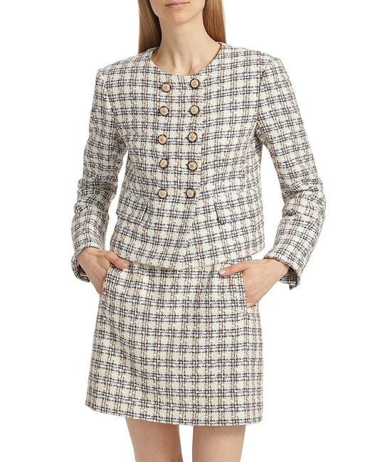 Veronica Beard Gray Bentley Check Tweed Crop Jacket
