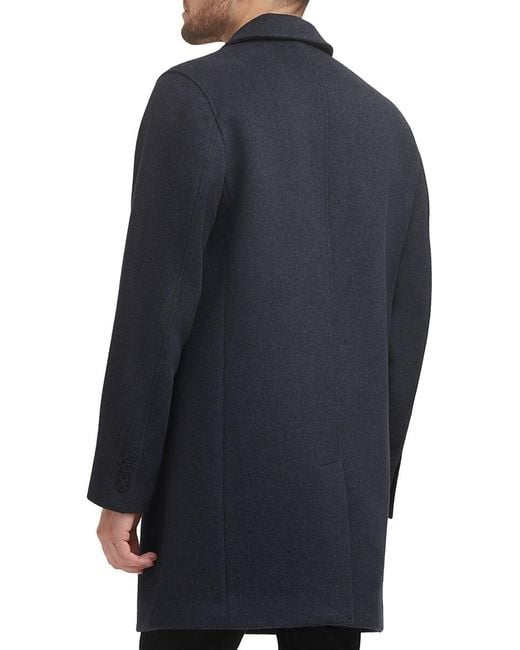 Cole Haan Black Wool-blend Notch Collar Coat for men