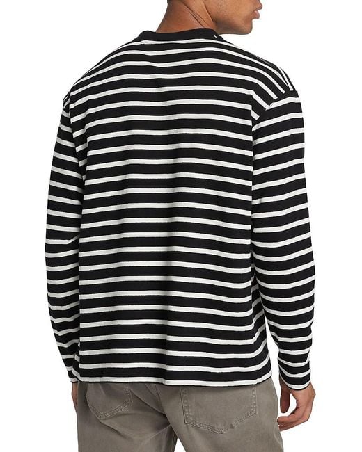 FRAME Black Relaxed-Fit Striped T-Shirt for men