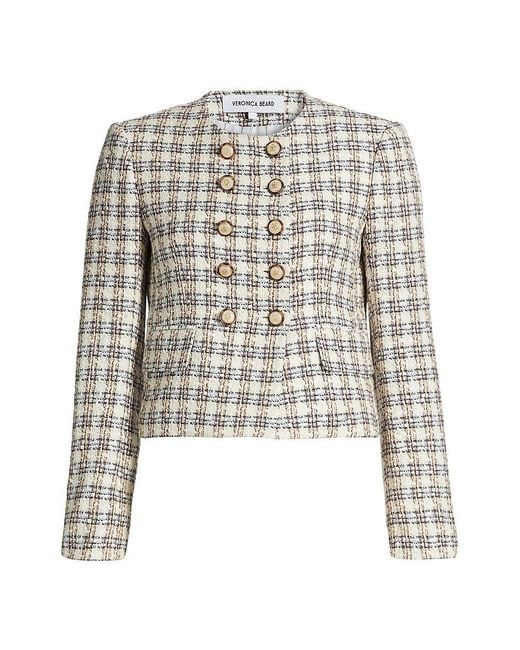 Veronica Beard Gray Bentley Check Tweed Crop Jacket