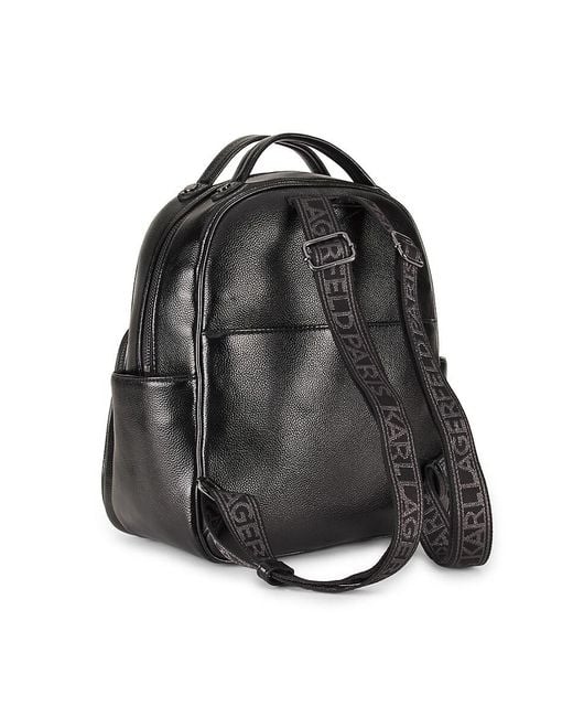 Karl Lagerfeld Blue Maybelle Embroidered Faux Leather Backpack
