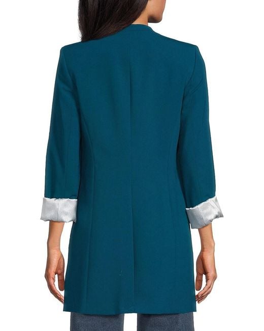 Calvin Klein Blue Open Front Longline Blazer