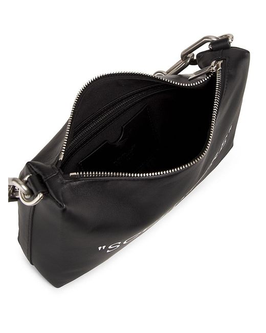 Off-White c/o Virgil Abloh Black Block Pouch Quote Leather Shoulder Bag