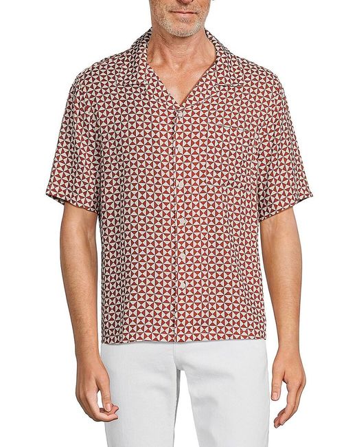 Onia Red Vacation Geometric Print Shirt for men