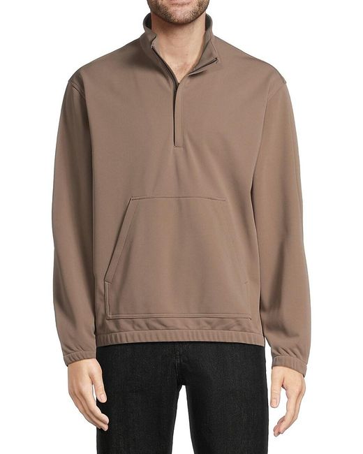 Theory Brown Reev Pov.Trainer Zip Up Pullover for men