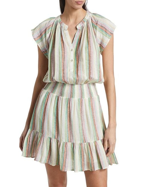 Rails White Augustine Stripe Linen-Blend Minidress