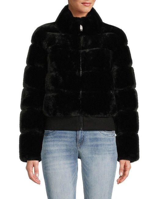 Belle Fare Quilted Faux Fur Puffer Jacket in Black Lyst
