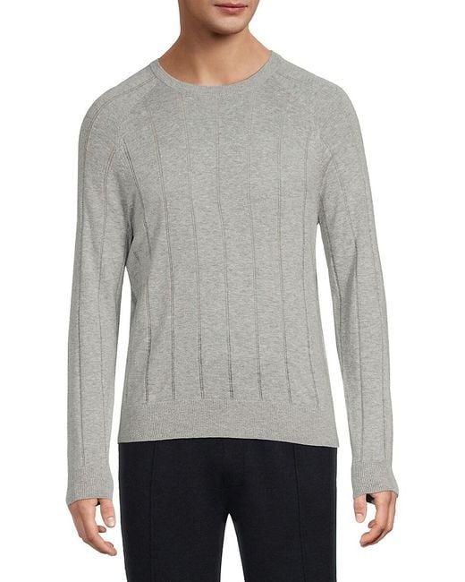 Bruno Magli Gray Textured Striped Sweater for men
