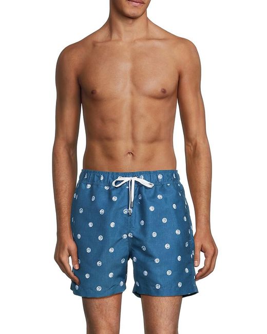 Onia Blue Print Drawstring Swim Shorts for men
