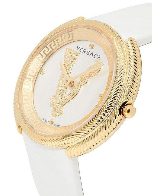 Versace Metallic Thea 38mm Ip Goldtone Stainless Steel & Leather Strap Watch