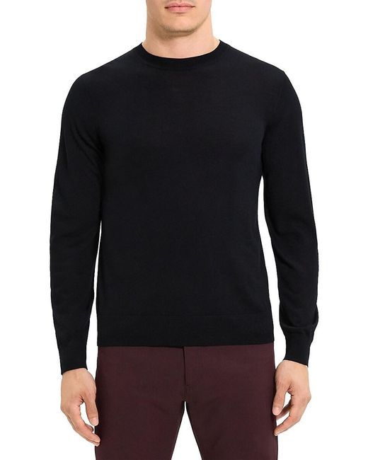 Theory Black Wool Crewneck Sweater for men