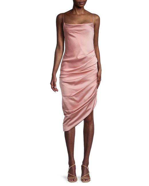 Jonathan Simkhai Cowl Neck Fluid Satin Dress in Pink | Lyst