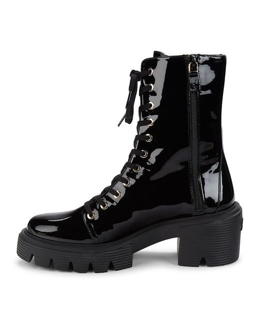 Stuart Weitzman Black Soho Patent Leather Ankle Boots