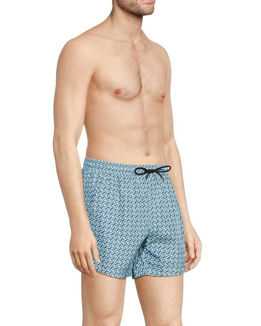 HUGO Blue Todd Print Drawstring Swim Shorts for men