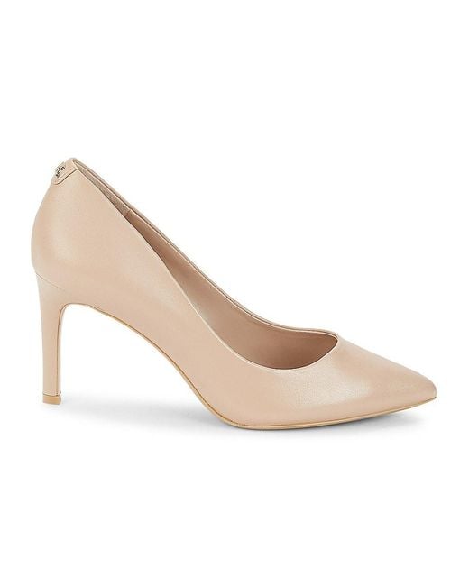 Karl Lagerfeld Natural 76Mm Glora Point Toe Leather Pumps