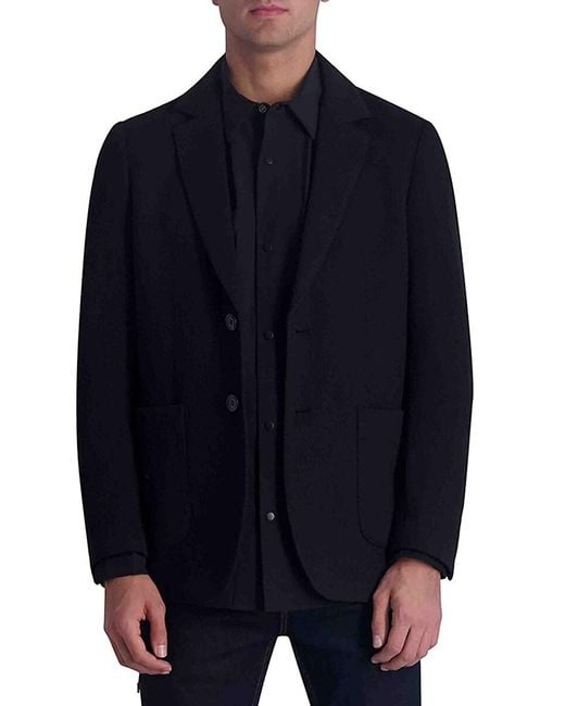 Karl Lagerfeld Blue Textured Blazer for men
