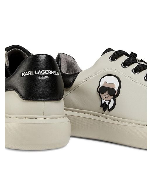 Karl Lagerfeld White Logo Low-Top Leather Sneakers for men