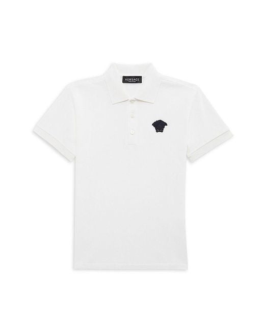 Versace Little Boy's & Boy's Piqué Medusa Embroidered Polo in White for ...