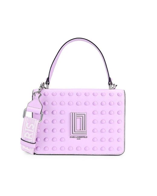 Karl Lagerfeld Purple Simone Leather Two Way Top Handle Bag