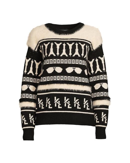 Karl Lagerfeld Black Logo Eyelash Knit Sweater