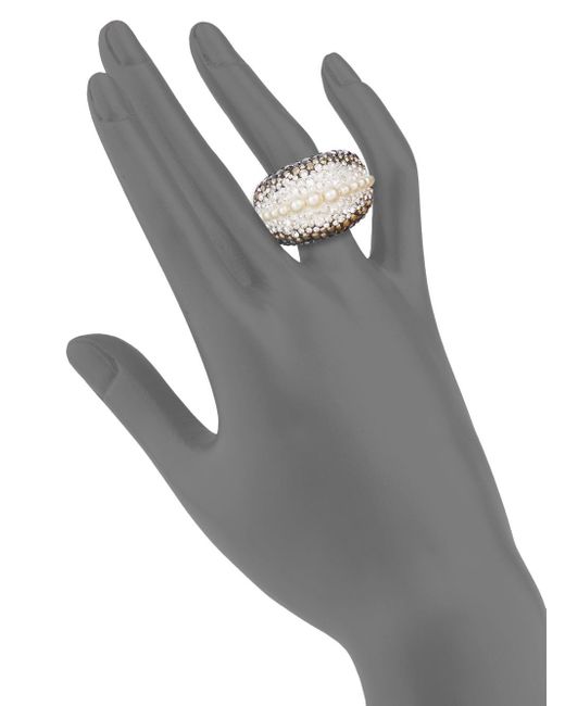Swarovski Chic Royalty 3mm-4mm Pearl & Crystal Ring in Metallic | Lyst