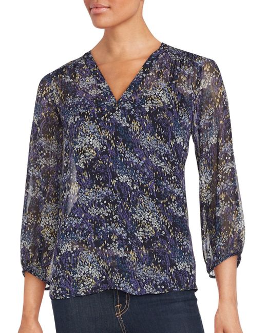 Joie Axcel Floral-print Silk Blouse In Blue | Lyst