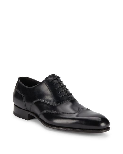 Tom Ford Italian Leather Wingtip Dress Shoes Black for Men |