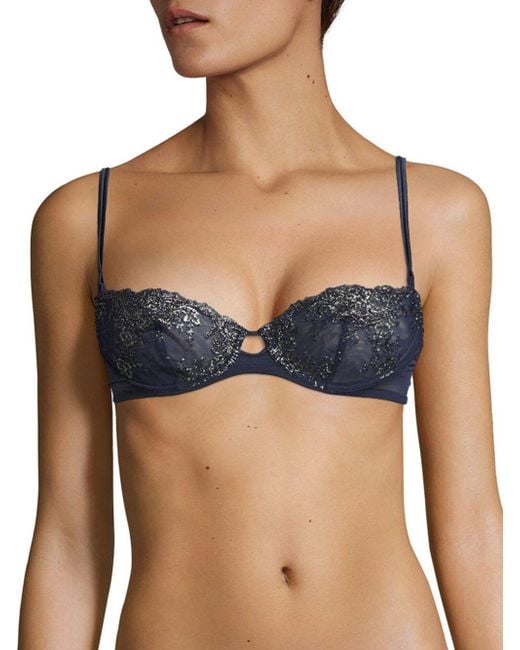 La Perla Primula Balconette Push Up Bra In Blue Lyst 0031