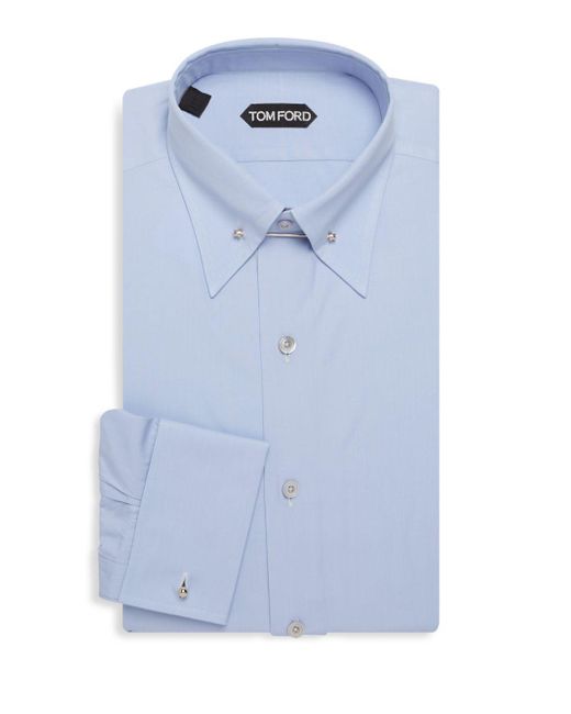 Tom Ford Blue Collar Pin Cotton Dress Shirt for men