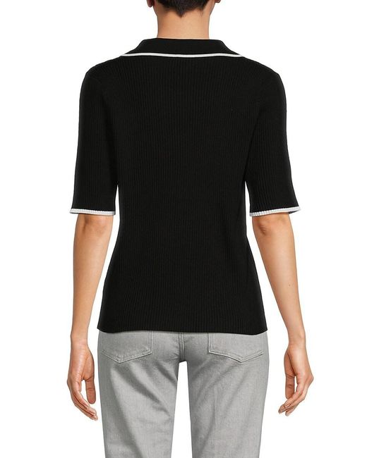 Saks Fifth Avenue Black Contrast Trim Sweater