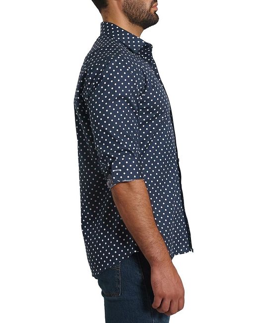 Jared Lang Blue 'Polka Dot Print Shirt for men