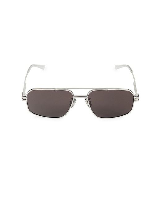 Bottega Veneta Metallic 58mm Rectangle Sunglasses