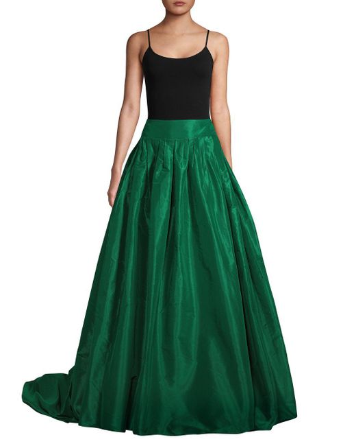Carolina Herrera Green Pleated Silk-satin Maxi Skirt