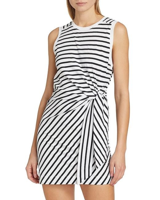 ATM White Stripe Jersey Cotton Tank Minidress
